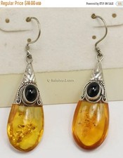 Moonstone opalite Sterling Silver  Sea opal Handcrafted Amber dangling Earrings