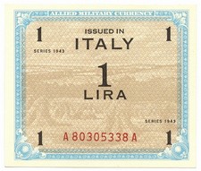1 LIRA OCCUPAZIONE AMERICANA IN ITALIA MONOLINGUA FLC 1943 qFDS