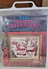 NEW Avon Creative Needlecraft Crewel Embroidery Kit - Winter In The Country 1974