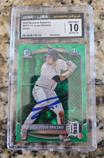 Josue Briceno Signed 2025 Bowman Baseball Card #BCP-13 CGC JSA Tigers /99 Green