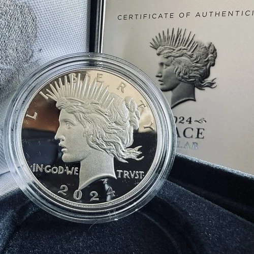 2024-S $1 Proof Peace Silver Dollar w/ Box, OGP &COA