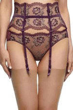 Dita Von Teese Evelina High Waisted Suspender Belt Aubergine Size L