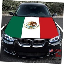 Mexico Flag Car Hood Cover 3.5X5Ft Mexican Car Bonnet Banner Elastic Fabrics