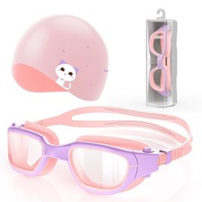 Zeligerstar Kids Swim Goggles with Silicone Swim Cap, Swimming Goggles Cap Se...