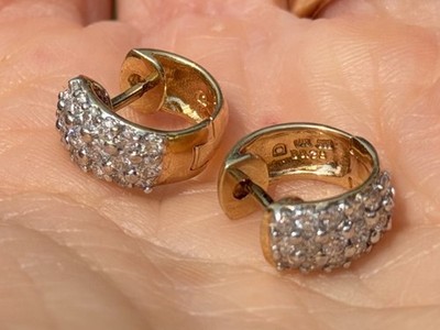 Massive 14k Gold wendbare klobige dicke Huggie Diamant Pavé Ohrringe VIDEO