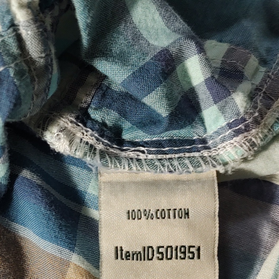 LL Bean Patchwork Madras Plaid Button Up Top Long… - image 8