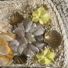 Vintage Straw Purse Handbag Raffia Floral Woven Bag Japan Cottage A18