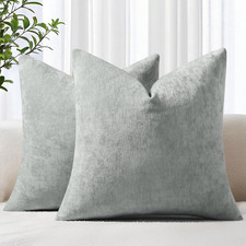Chenille Grey Spring Throw Pillow Covers 18x18 Inch Set of 2, Decorative Soft Co