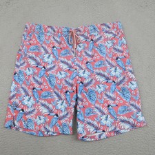 Peter Millar Swim Trunks Mens Medium Pink Blue Toucan Floral Lined Pockets