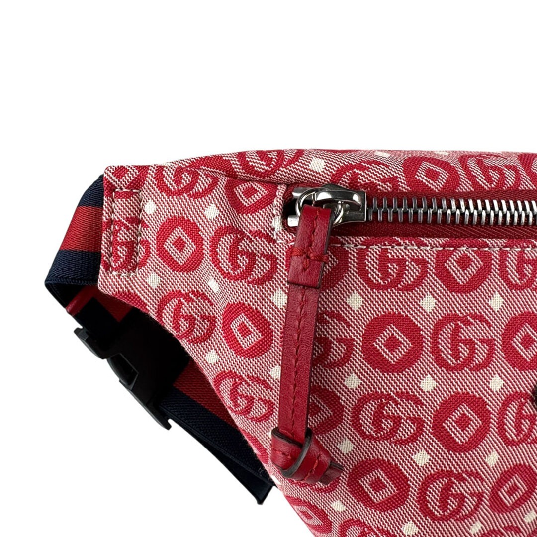 GUCCI Waist Bag Nylon Canvas Red Used +Free Shipping thumbnail 6
