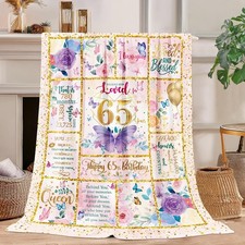 65th Birthday Gift Flannel Throw Blanket 60x50 Inch 65 Year Old Women Mom