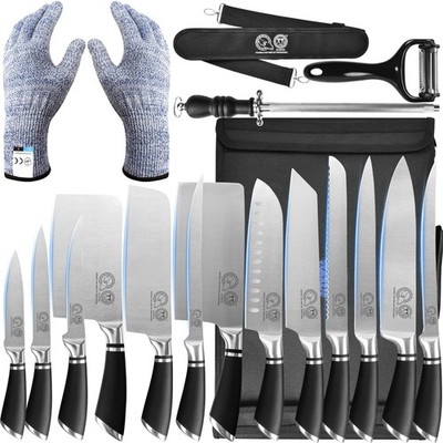XYJ Kitchen Knife Set with Magnetic Knife Block,Cutting Board