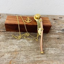 Gifts Nautical Maritime Brass/Copper Boatswain Whistle~Bosun Call Pipe~with Wood