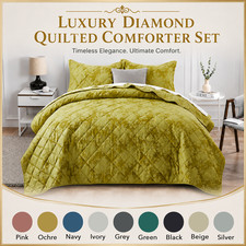 Lightweight Velvet Quilt Bedding Set Soft Summer Quilted Bedspreads Queen King