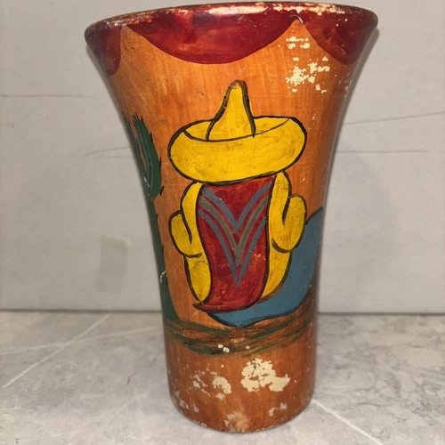 Vintage Bauer Matt Carlton Vase Sitting Sombrero Man Early Piece