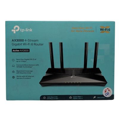 TPLink Archer AX3000 Dual Band WiFi 6 Gigabit Wireless Router MU-MIMO 4 Antennas