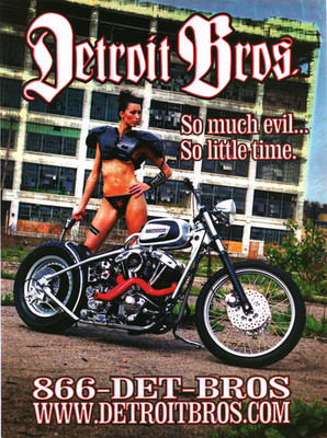 2005 Detroit Bros Print Ad Custom Cycle Chopper Michigan Bobber Motorcycle Sexy
