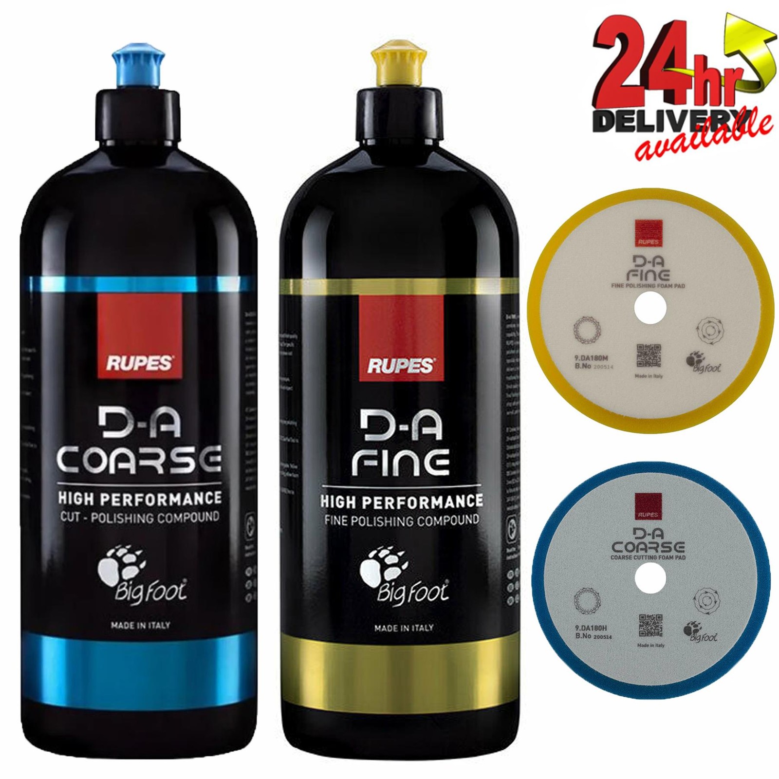 Rupes BigFoot DA Fine and Coarse Compound Polish Gel 1000ml With 2x 9.DA180M/H