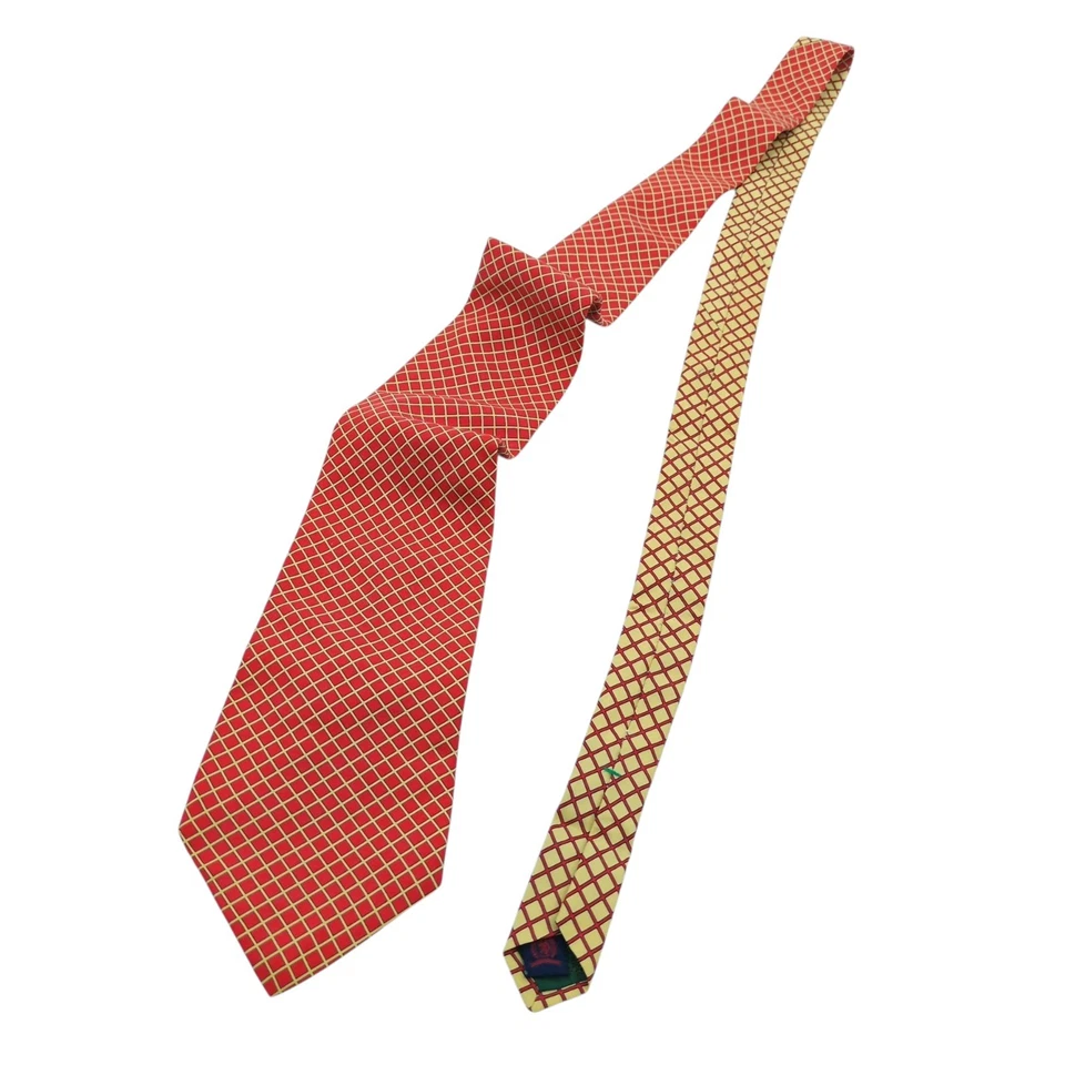 Lote de 2 Corbatas de Seda Tommy Hilfiger Doble Patrón Rojo Crema y Azul Blanco Hechas en EE. UU. Foto 2 de 4