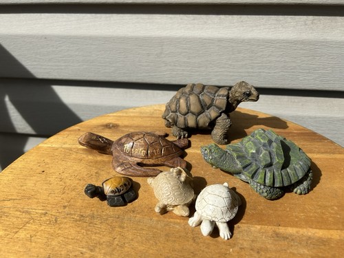 Turtle Stone Resin Wood Figurines Souvenirs Collectables Mixed Lot of 6