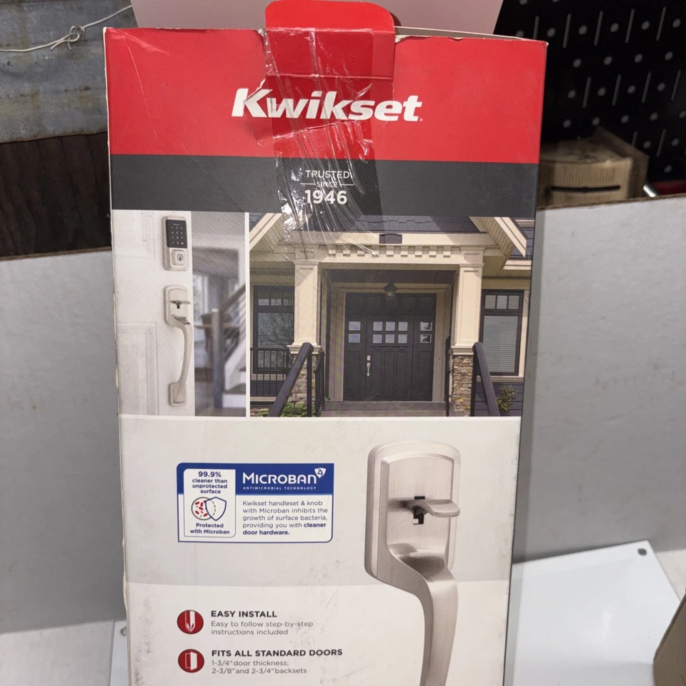 Manija de puerta de entrada de níquel satinado Kwikset Prague solo con perilla redonda Pismo Foto 4 de 4