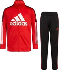 Adidas Boy's Size Small 2pcs 3-Stripe tricot Track Set, Red, AG6585Y-AR23-JC