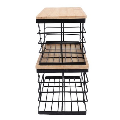 2PCS Trash Bag Holder With Wood Lid Large Capacity Storage Dispenser For Kitchen