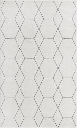 Loomed Shape IVORY/GRAY - UNIQUE LOOM TRELLIS FRIEZE COLLECTION AREA RUG | eBay