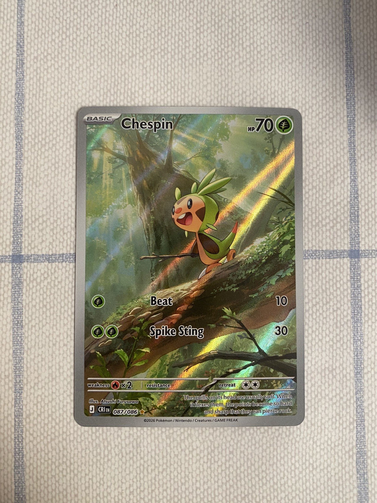 Chespin 87/86 Illustration Rare Pokemon Chaos Rising NM Pack Fresh