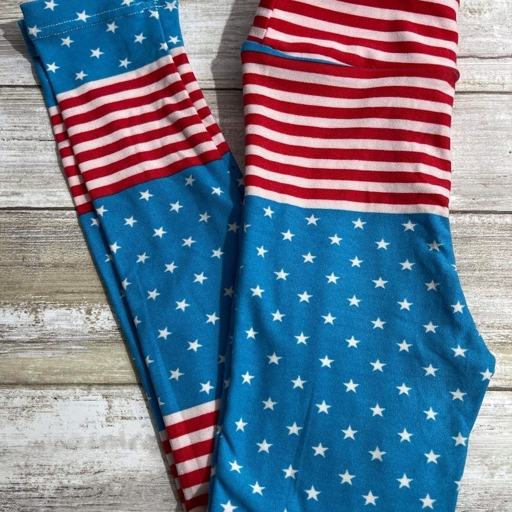 Lularoe Kids S/M Patriotic Stars & Stripes 4th Of July Leggings