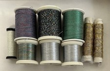 Mixed Lot of Metallic Thread 7 Spools of Madeira, Coats, Kreinik 2 Unbranded