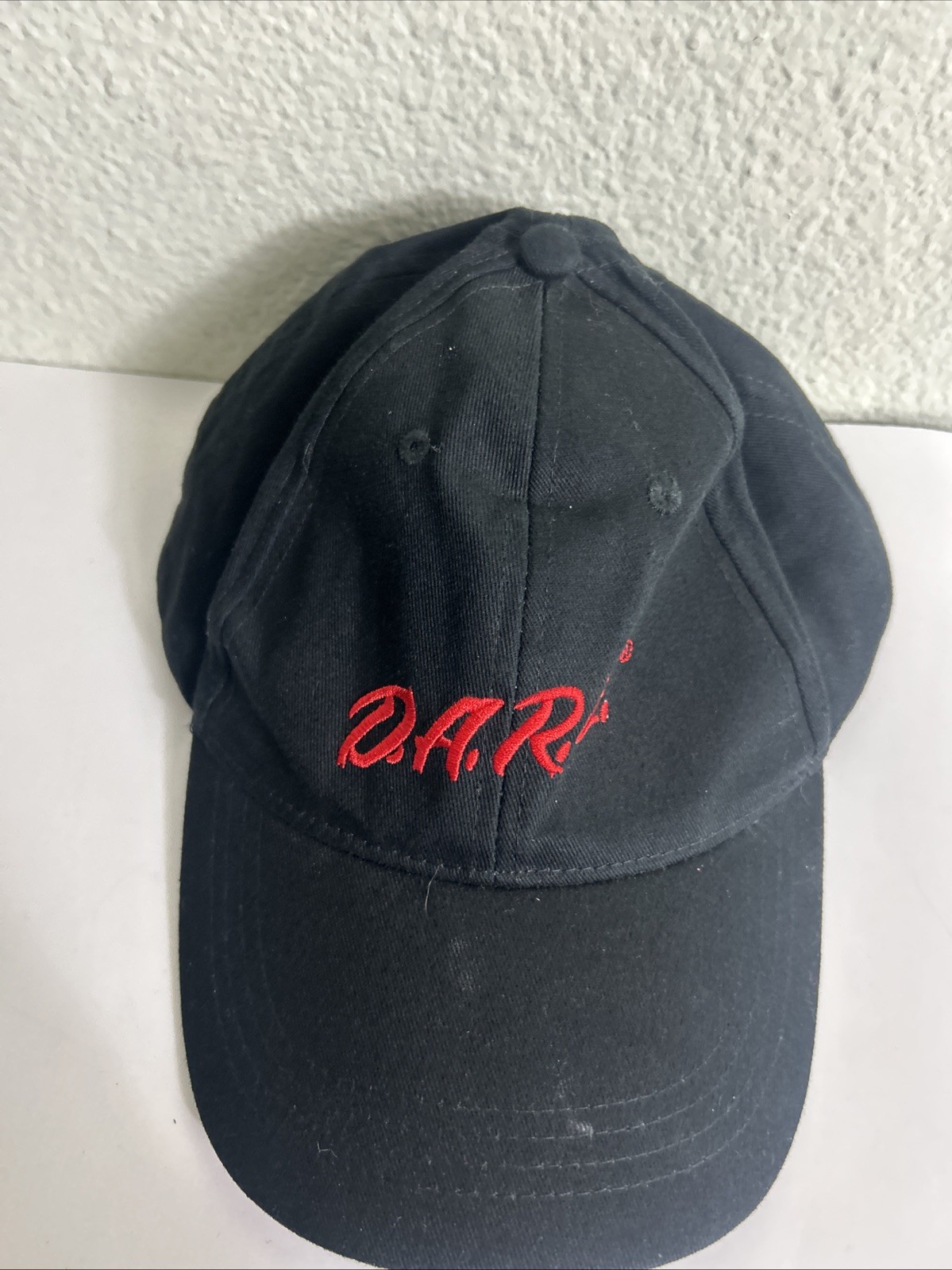 DARE Strapback Hat Black Red Hook Loop Adjustable - image 4