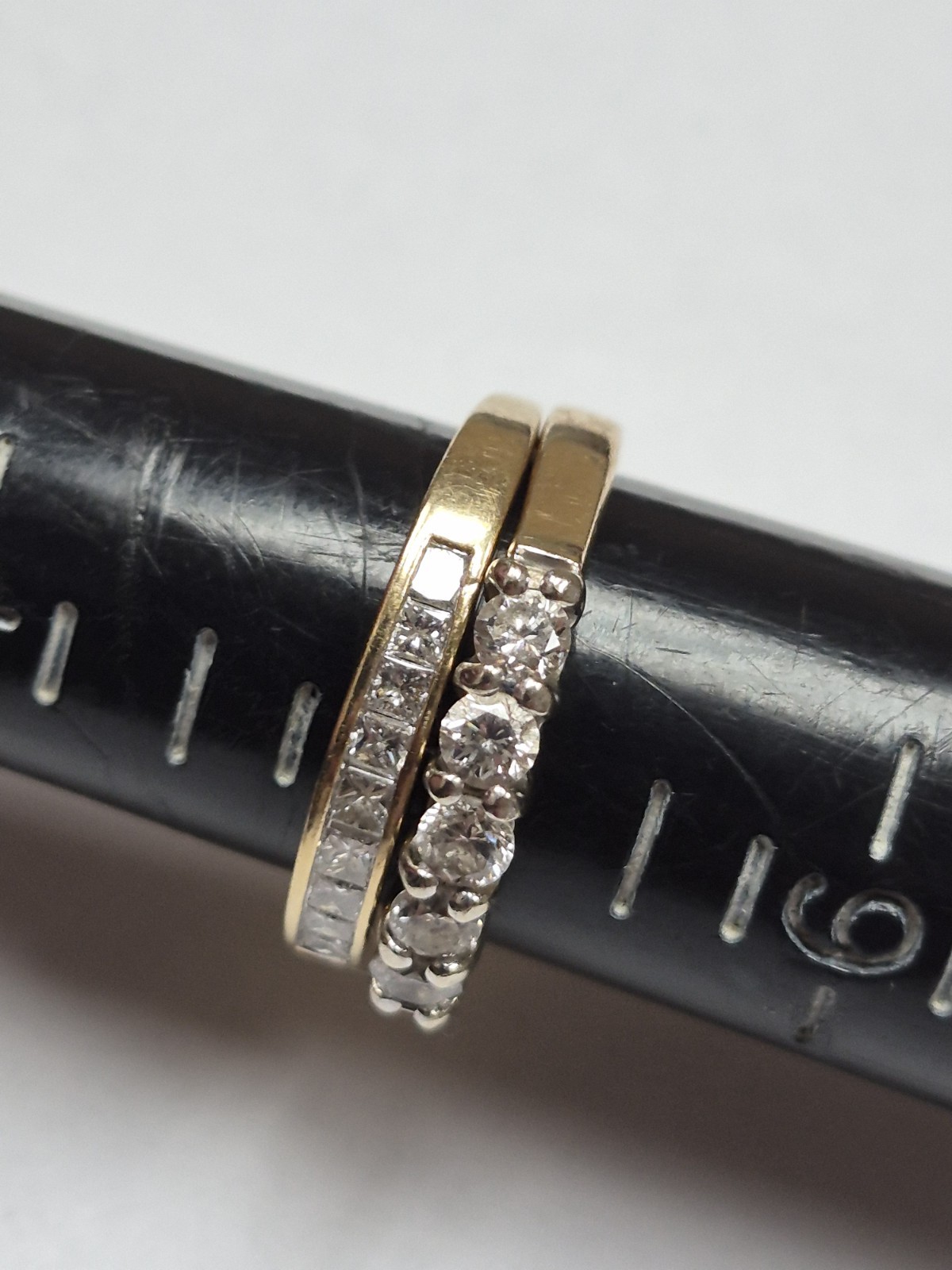 Two Piece 14kt Solid Yellow Gold Ring Diamond Rin… - image 10