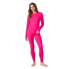 Womens Thermal Underwear Set - Heavyweight Long Johns - Hot Pink - L