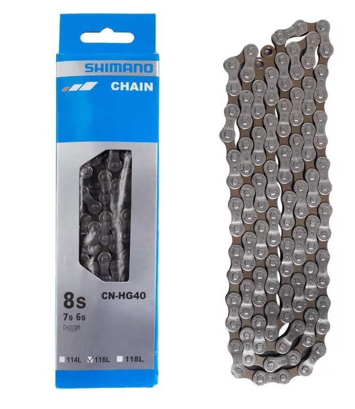 SHIMANO HG40 116 W/Cl Chain - Grey 6/7/8 Speed MTB Mountain Bike Chain 116 Links