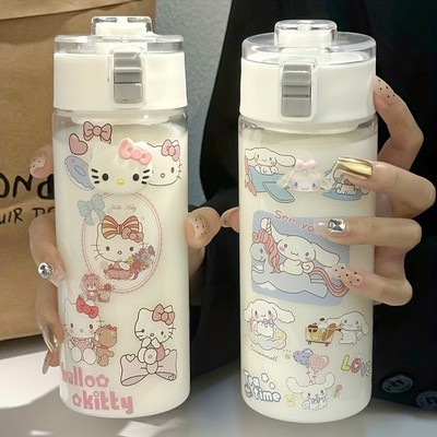 Sanrio Hello Kitty Cinnamoroll Water Bottle Heat Resistant PC Straw Bottle Gift