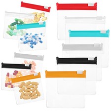 12Pcs Zippered Pill Pouches Slide Lock Storage Bags Reusable Travel Plastic Case