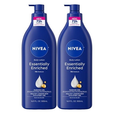 NIVEA Essentially Enriched Body Lotion for Dry Skin, Pack of 2, 16.9 Fl Oz Pump