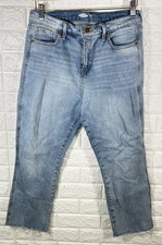 Old Navy Womens Jeans Size 10 Flare Ankle Denim High Rise Waist Raw Hem