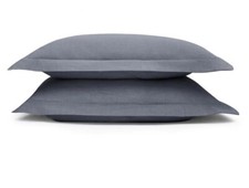 Standard Pillow Shams Cotton Set of 2 SLATE GRAY Luxury 26x20