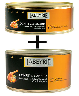 Labeyrie Confit de Canard 2 Dosen - 1x 4/6 Entenkeulen & 1x 2 Entenkeulen 