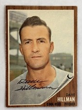 1962 TOPPS VINTAGE CARD SIGNED AUTO DAVE HILLMAN CINCINATTI REDS GREAT