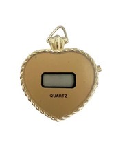 Vintage JC HEART shaped Gold Ladies Quartz Digital Watch Necklace Pendant