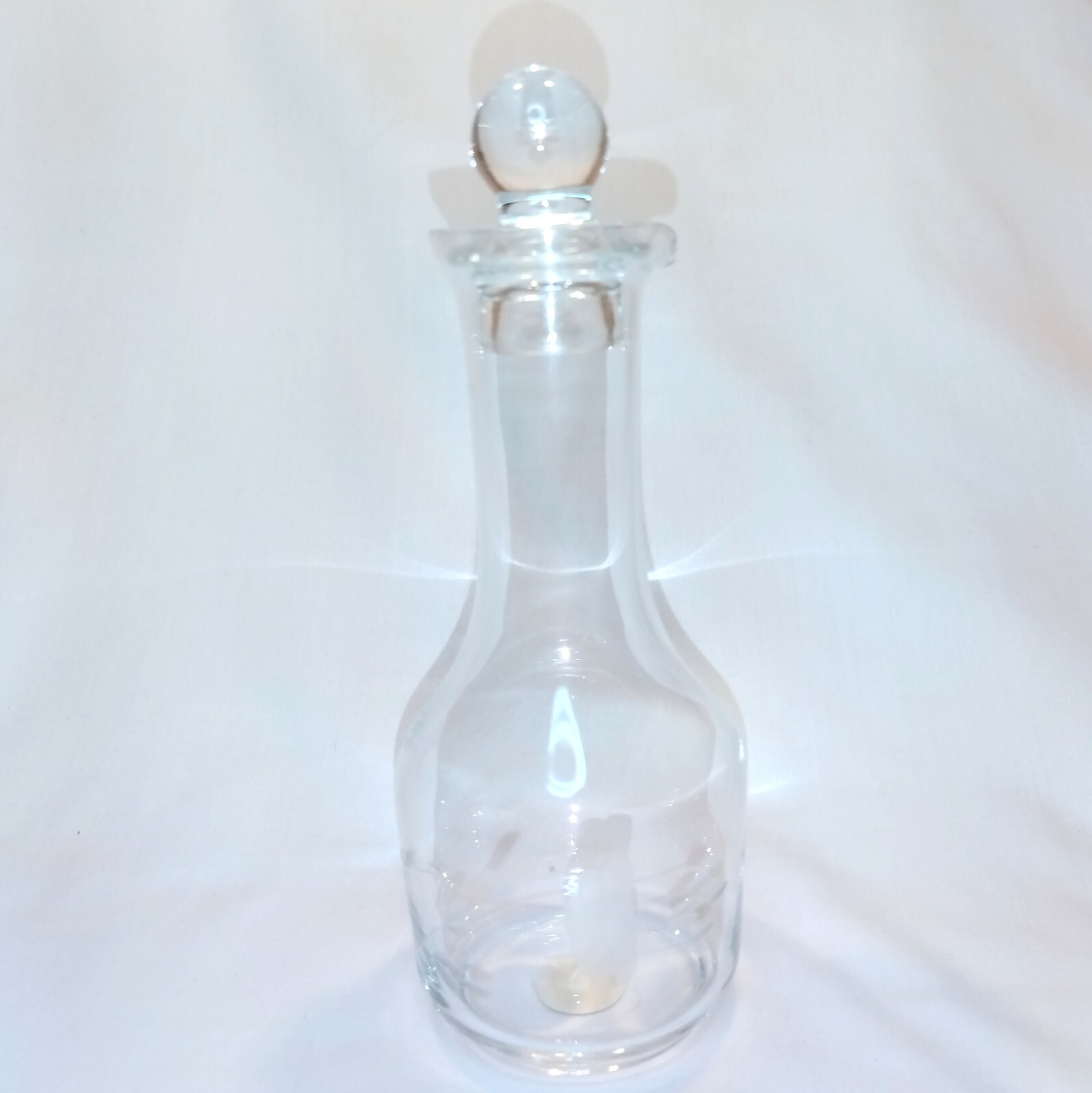 24% Leaded Crystal Etched Cruet W/Stopper,  Princess House, Vtg. 90 Italy