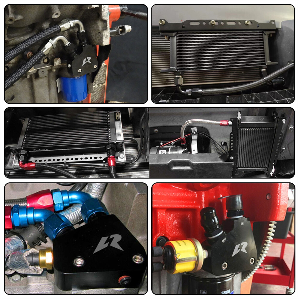 25 Row Engine Oil Cooler Kit+Sandwich Plate adapter For LS1 LS2 LS3
