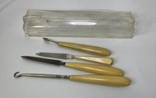Ivory Antique French Ivory Celluloid Vanity Set 4 Piece Set Vintage Button
