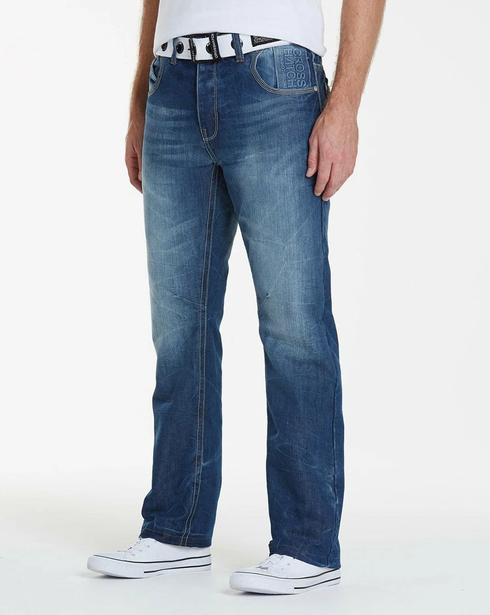 Crosshatch Baltman Belted Jeans Stone Wash 34x32 TD110 TT 03