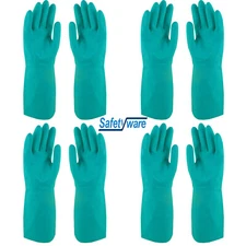 4 Pair Safetyware Chem-Pro Heavy Duty Chemical Long Nitrile Work Gloves Bulk