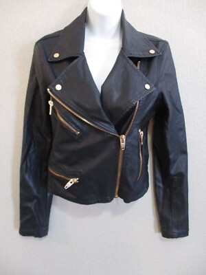 【未使用】round short fake leather jacket Tanming Women's Faux Leather Moto Biker Short Coat Jacket