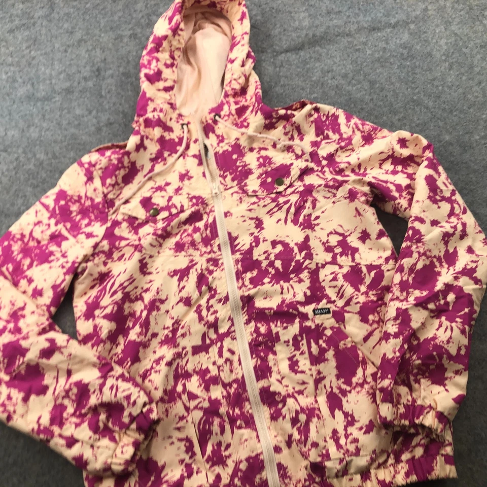 Chaqueta Volcom Niñas Grande Beige Rosa Cremallera Completa Lluvia Shell Snowboard Esquí Foto 3 de 4